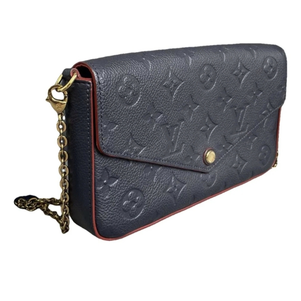 Louis Vuitton Monogram Empreinte Pochette Félicie in Navy Blue Leather